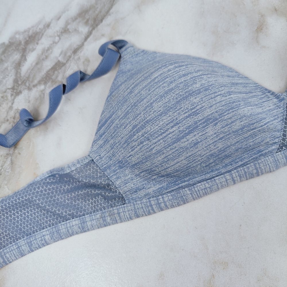 Hanes Oh So Light ComfortFlex Wire Free Bra Bralette, Denim Blue Heather, S - Picture 9 of 14